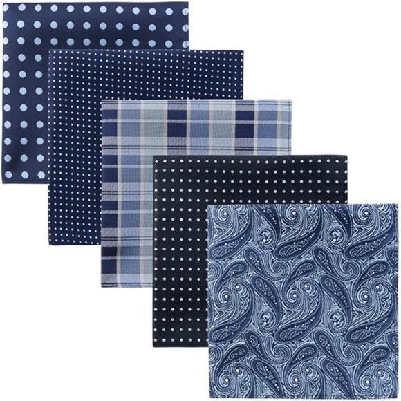 5 Piece Assorted Woven Microfiber Premium Pocket Square Gift Box Set - Picture 8 of 8